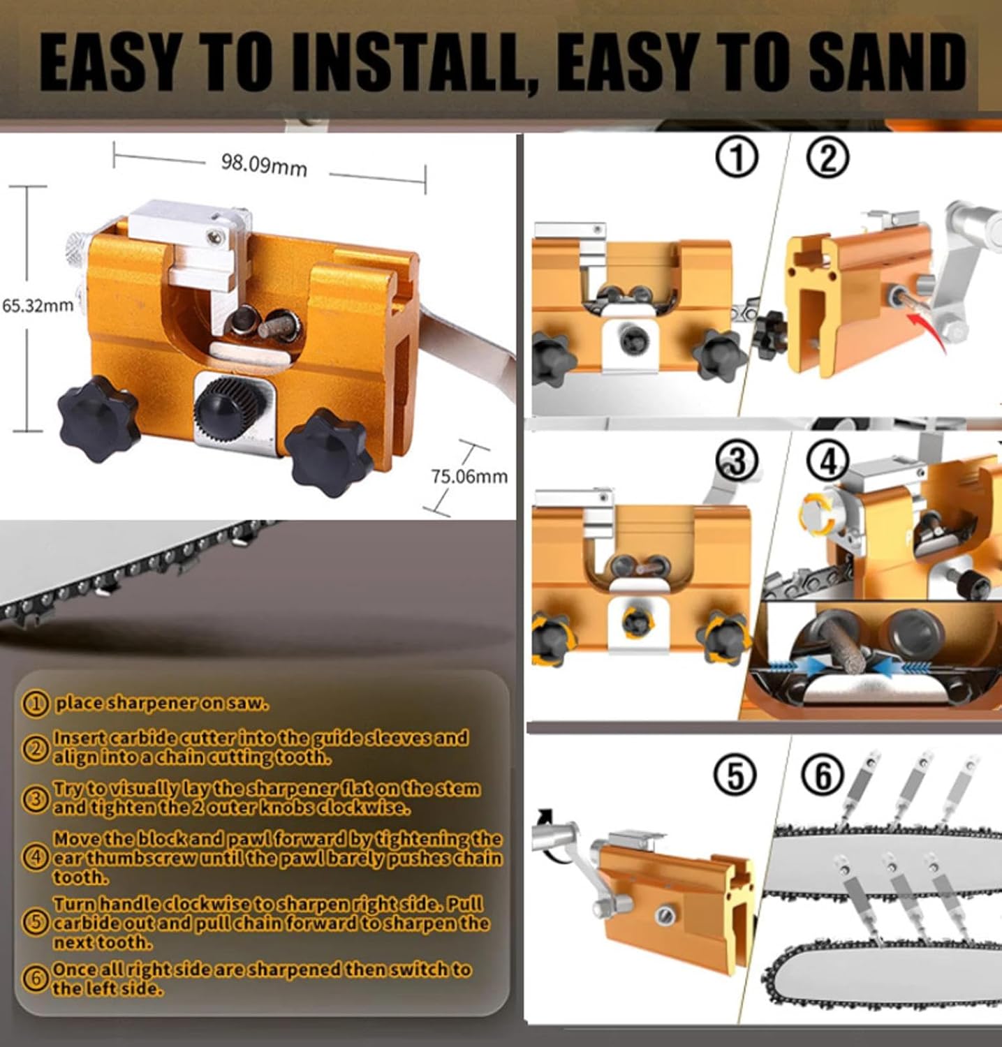 Chainsaw Sharpener Chainsaw Sharpening Jig Hand Crank Chain Saw Sharpener Tool Kit Portable Electric Chainsaw Sharpener for Electric Saws Garden Tool Sharpener