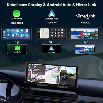 1026 4K CarPlay Display Android Auto 4K Dashcam + 1080P Rückfahrkamera