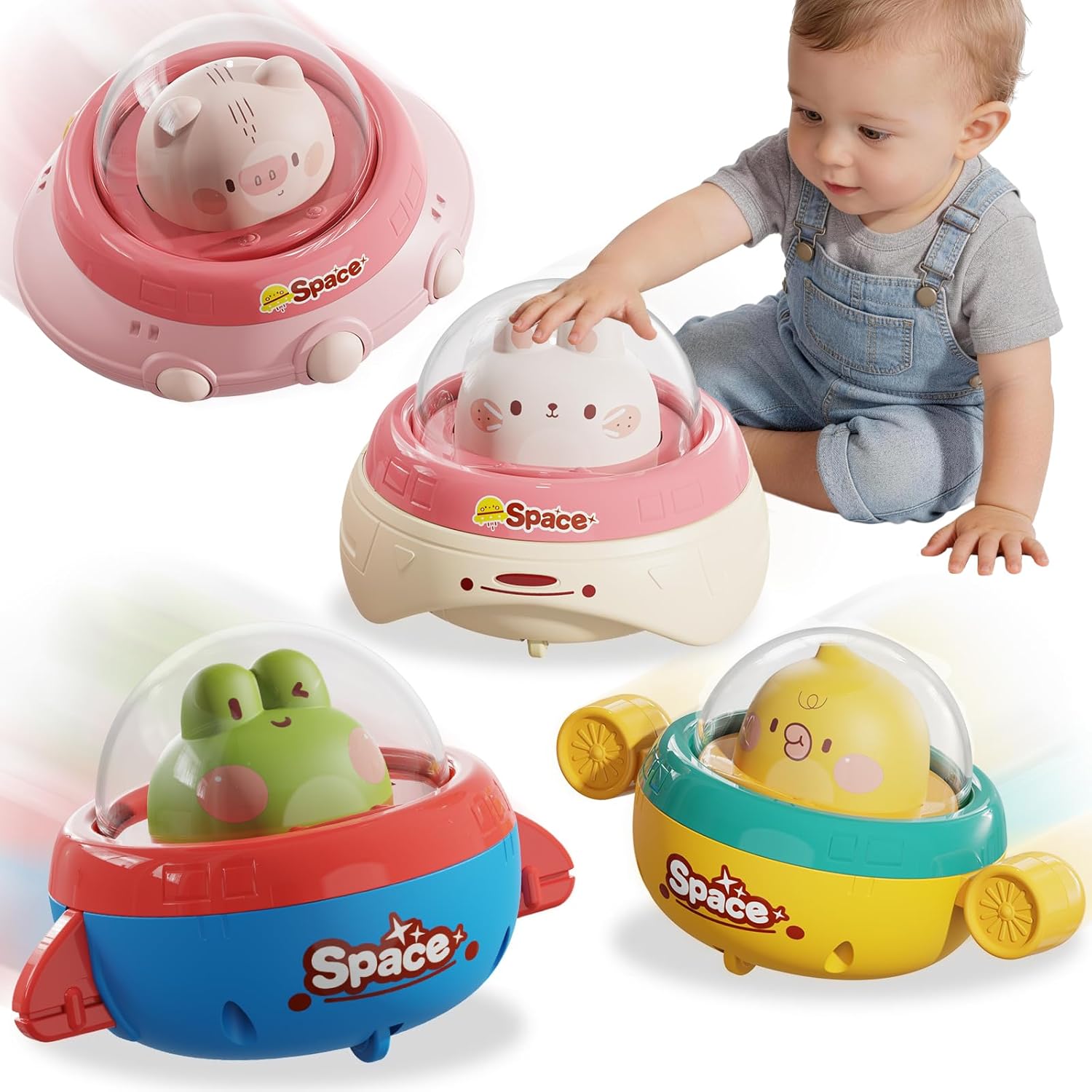 4PCS Animals Cars Toys for 1 Year Old Boy,Press and Go Cars for Toddlers 1-3,Cute Baby Toys 6-9-12-18 Months,1 Year Old Boy Toys for Travel,1st Birthday Gifts for Boys & Girls