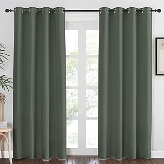 NICETOWN Blackout Curtain for Living Room 84 inch Long - Grommet Thermal Insulated Room Darkening Sound Proof Curtain for Bedroom/Kids Room, 1 Panel, Dark Mallard, W52 x L84