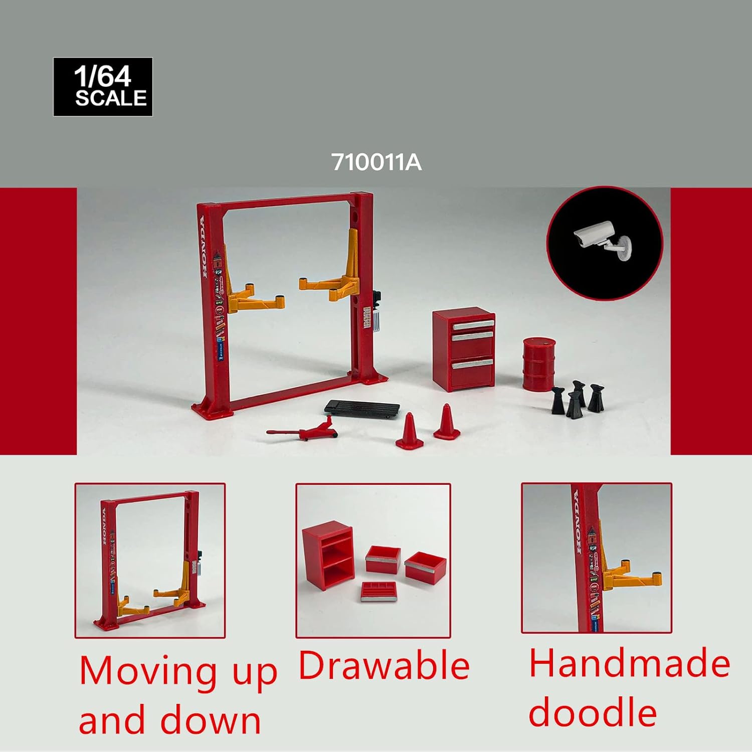 TECKEEN 1/64 Garage Maintenance Tools Set ABS Model Car Display Diorama