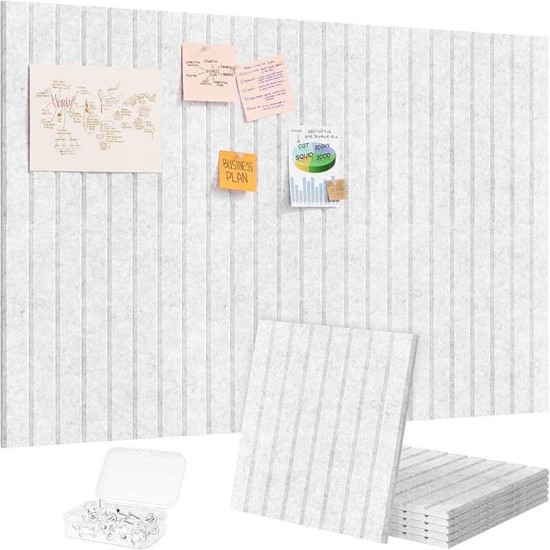 Lifewit Bacheca Adesiva in Feltro di Alta Qualità, Set da 6 Pannelli-90x60 cm, Ideale per Organizzare Note e Foto in Ufficio o a Casa, 30 Puntine Incluse, Alternativa Decorativa al Sughero, Grigio