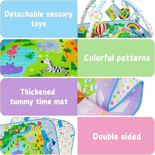 Miniatura 5 de Dr.Rapeti Tapete de Gimnasio de Juegos para Bebés Animal Planet con Foso de Pelotas Centro de Gimnasio de Actividades Tapete para Tiempo Boca Abajo