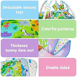 Dr.Rapeti Baby Play Gym Mat Animal Planet with Ball Pit Activity Gym Center Tummy Time Mat Thickened Mat Sensory Exploration Motor Skill Development for Newborn Infant Baby Toddler for 0+