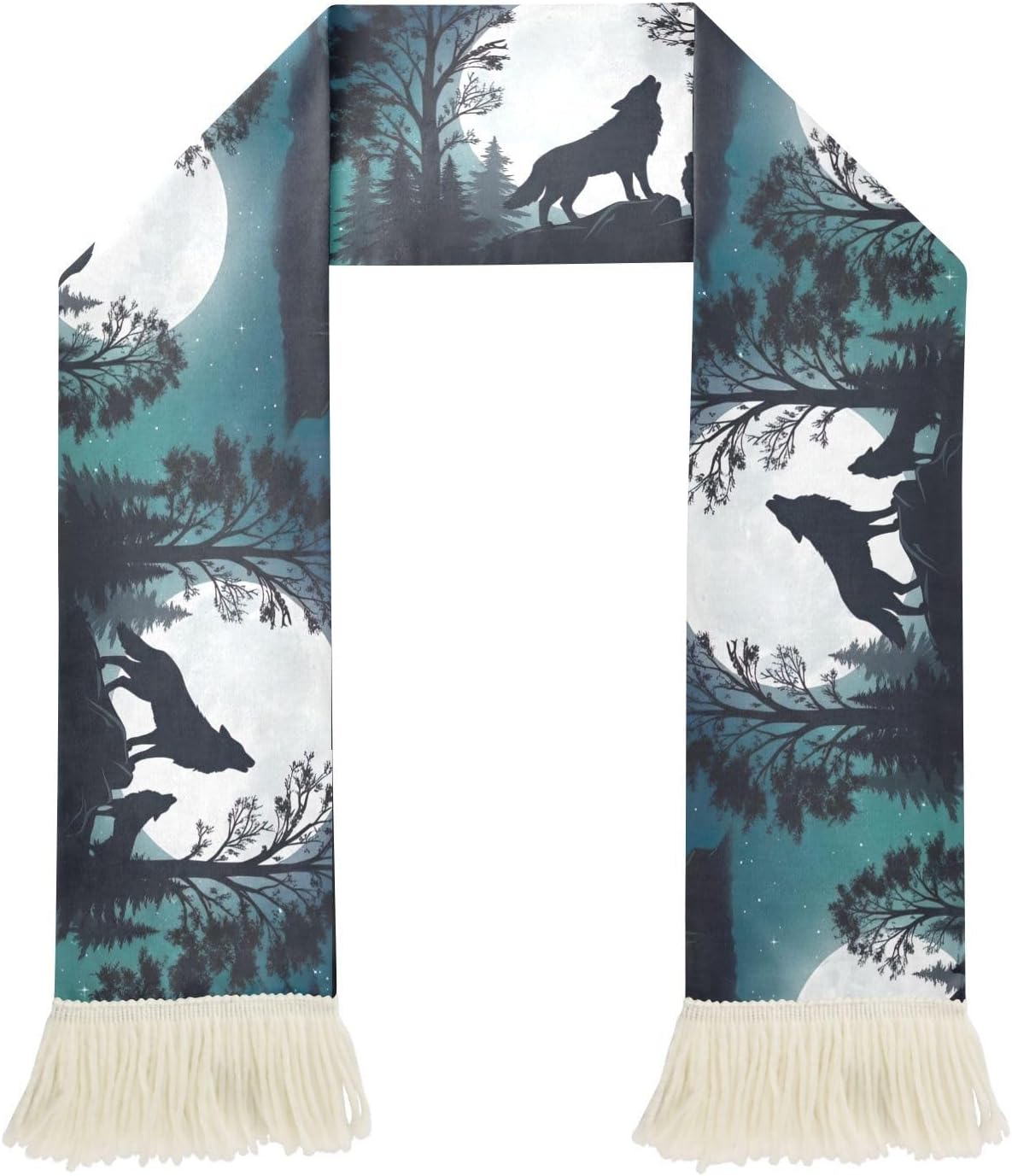 CHIFIGNO Wolf Moon Forest Sports Fan Scarf for Soccer Game, Soft Polyester Quick Dry Towel Scarf for Fans, Comfortable and Vibrant Print