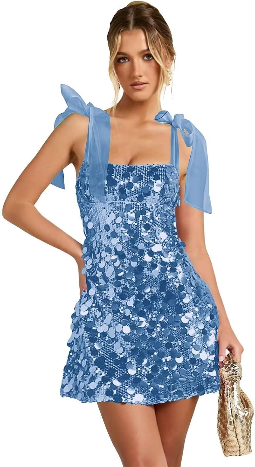 SDRESS Sleeveless Sparkly Sequins Mini Homecoming Dresses Mermaid Glitter Short Evening Prom Dresses - Image 4