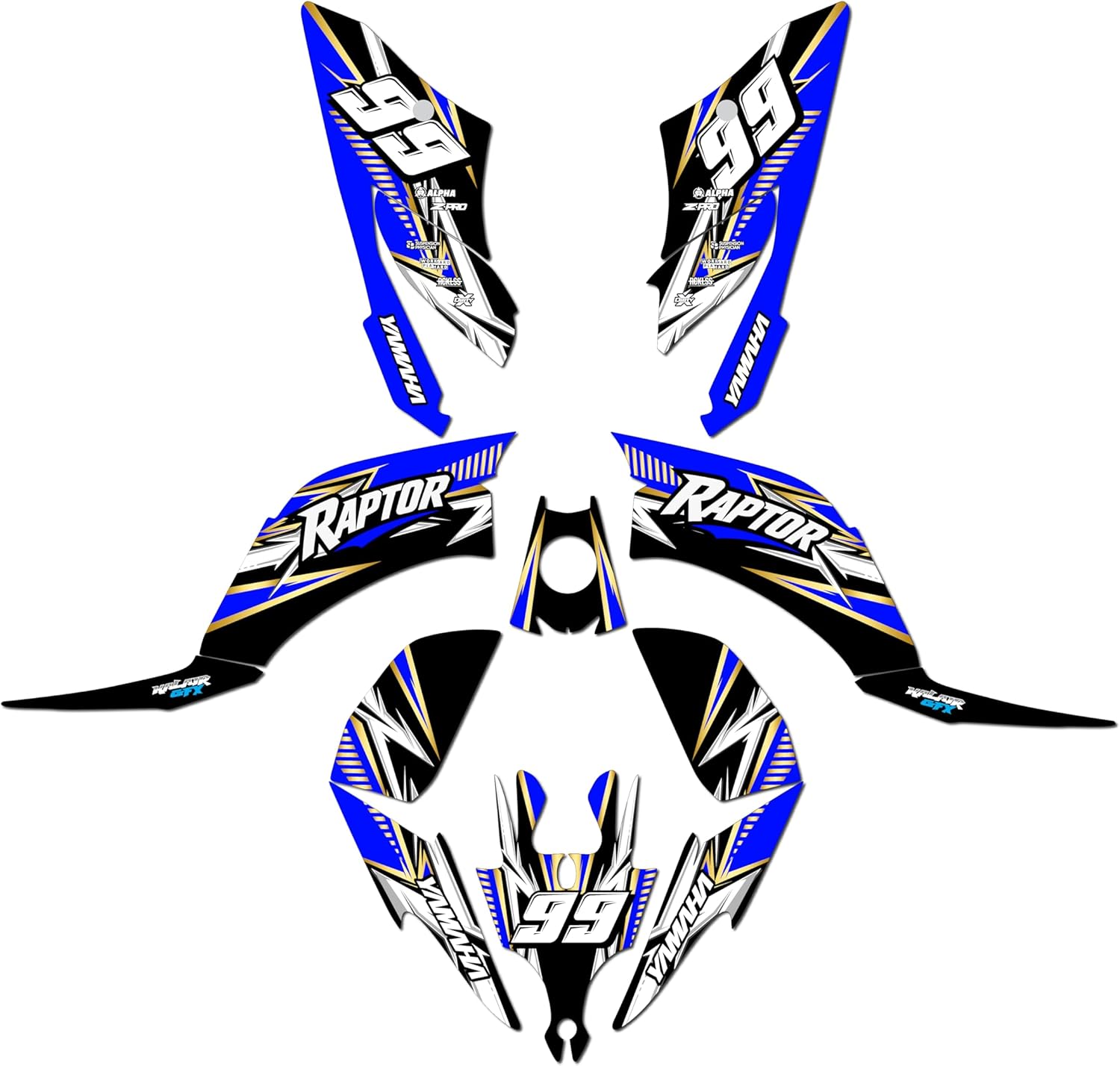 Graphics Kit for Yamaha Rap-Tor 250 (All Years) Shred Series Blue-Shift 16 Mil-ATV UTV Dirt Bike Stickers,Quad Dirtbike Racing Decal Automotive Motocross Accessories no Plastics