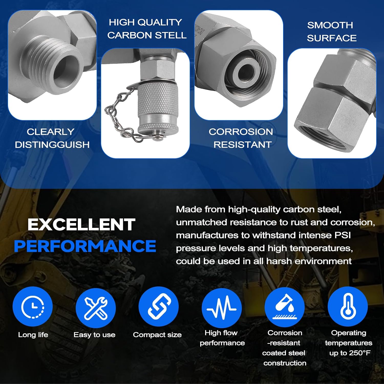 DKO Metric 11-Pack Hydraulic Swivel Run tees DKO Hydraulic Tester Tee Coupling Set for Excavator Construction Machinery Hydraulic System