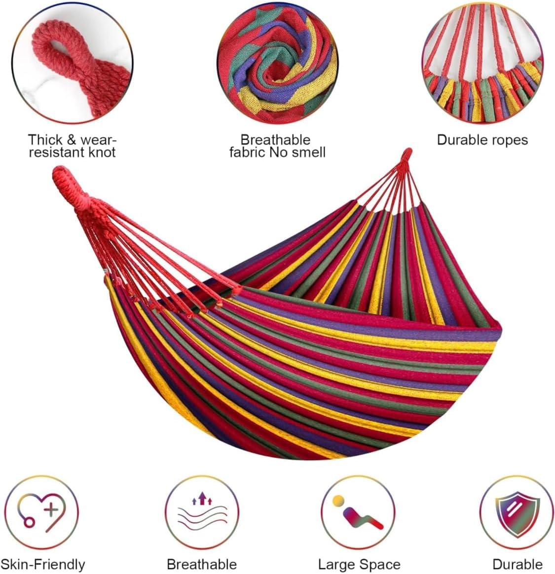 Outdoor Hammock, Bar Hammock, 190 x 80cm, Load Capacity up to 100 kg, for Travel, Gardens and Beaches