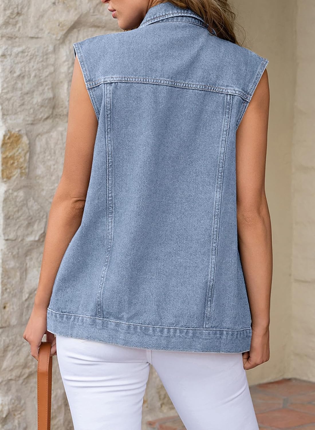 Dokotoo Women's Casual Denim Vest Sleeveless Jacket Vest with Pockets