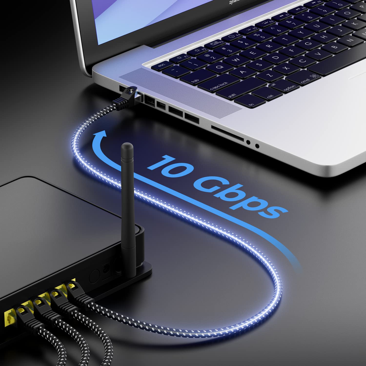 deleyCON 1m Kabel LAN Cat7 - Kabel Sieciowy z Miedzianymi żyłami i Nylonową Powłoką - AWG27, 600 MHz, 10 Gbit/s, S-FTP (PIMF), Patchcord RJ45 Ethernet do Internetu/DSL/Routera - Czarny