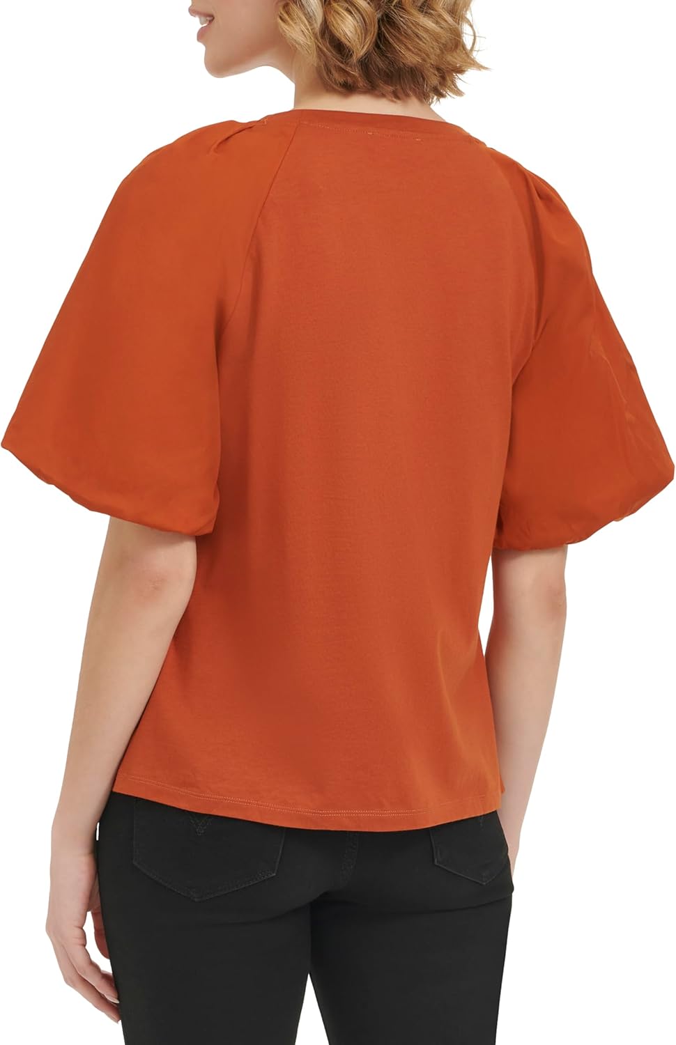 Calvin Klein Womens Short Sleeve Mix Media Knit Top - Image 4