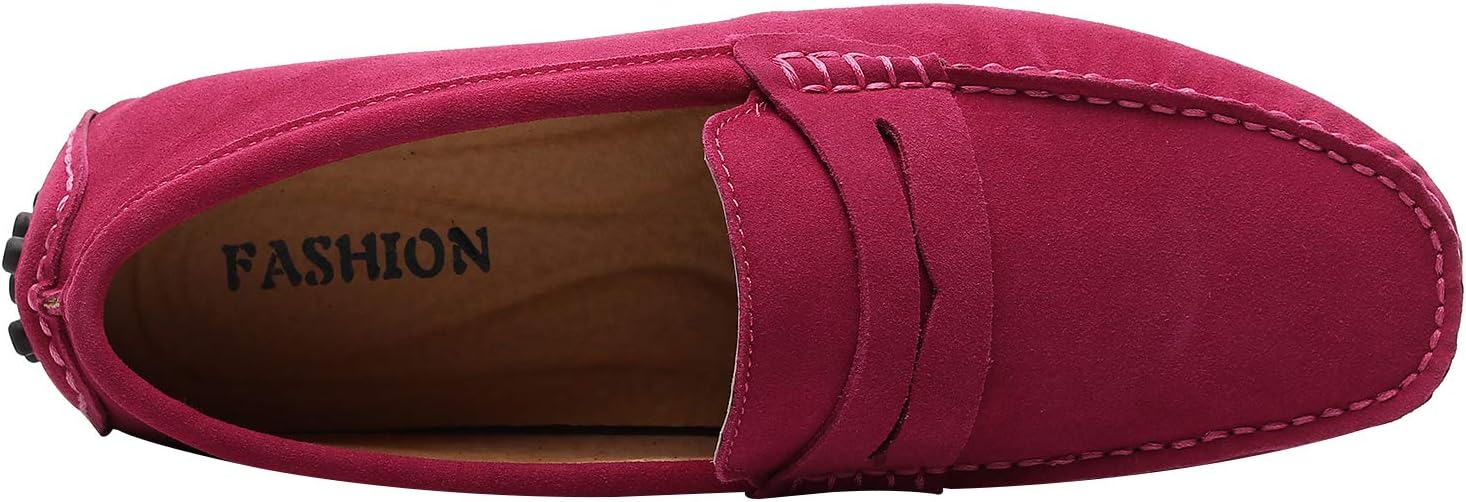 ANUFER Men's Suede Leather Penny Loafers Moccasin Slippers