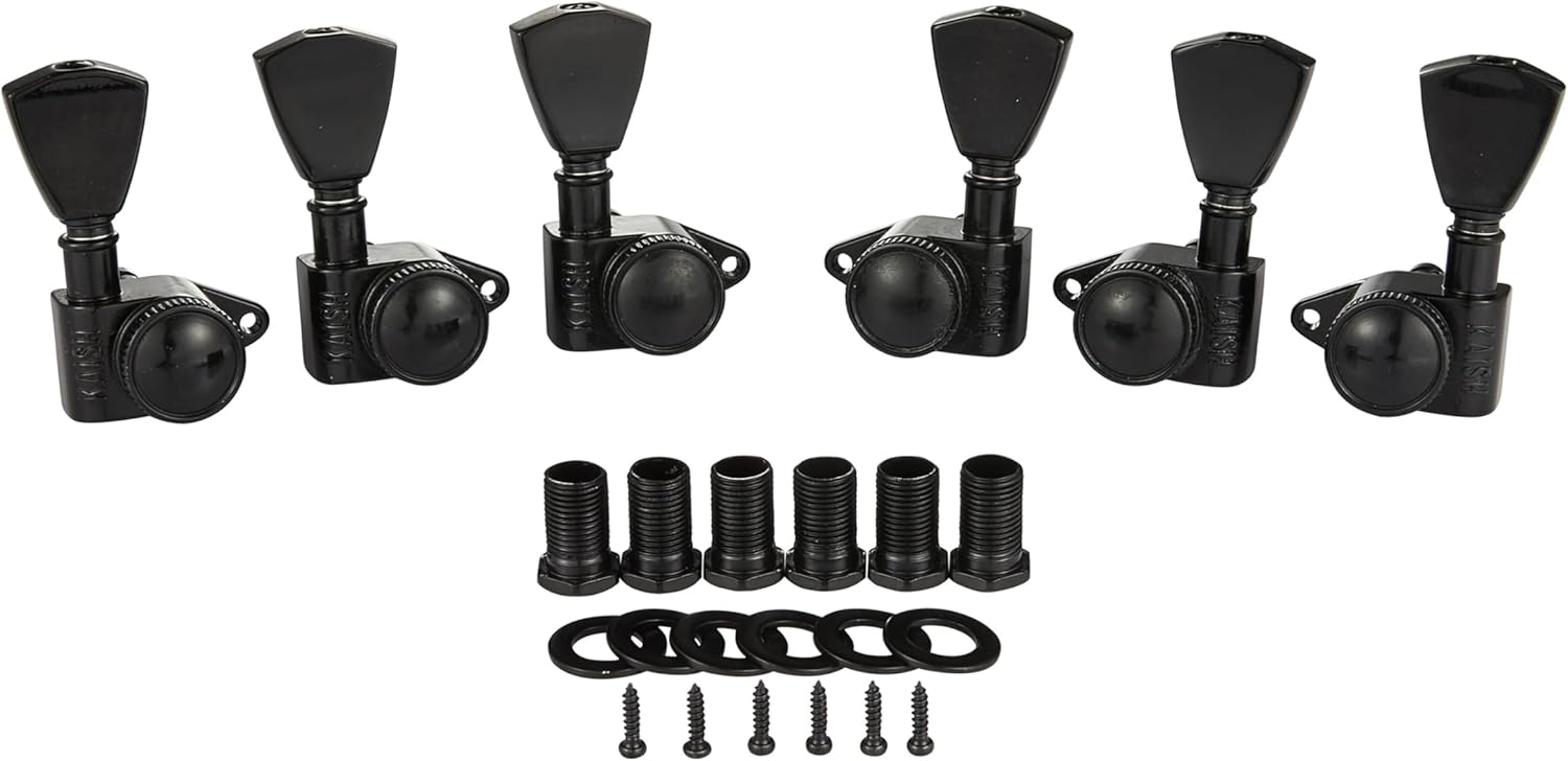 KAISH Chrome 3+3 Locking Tuners 21:1 Locking Tuning Machines Locking Tuning keys with Keystone Buttons for USA Les Paul/SG/ES/or Acoustic Guitars