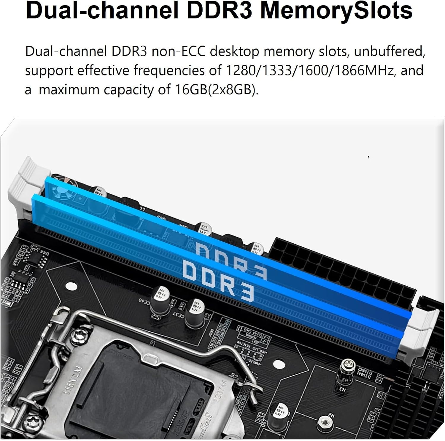 LGA 1155 Motherboard H61C Gaming Motherboard for Intel 2th/3th Gen i3,i5,i7/Xeon E3 V2/Pentium Series CPUs, DDR3, NVME/NGFF M.2, PCIe X16, 100M LAN, VGA, HDMI-Compatible