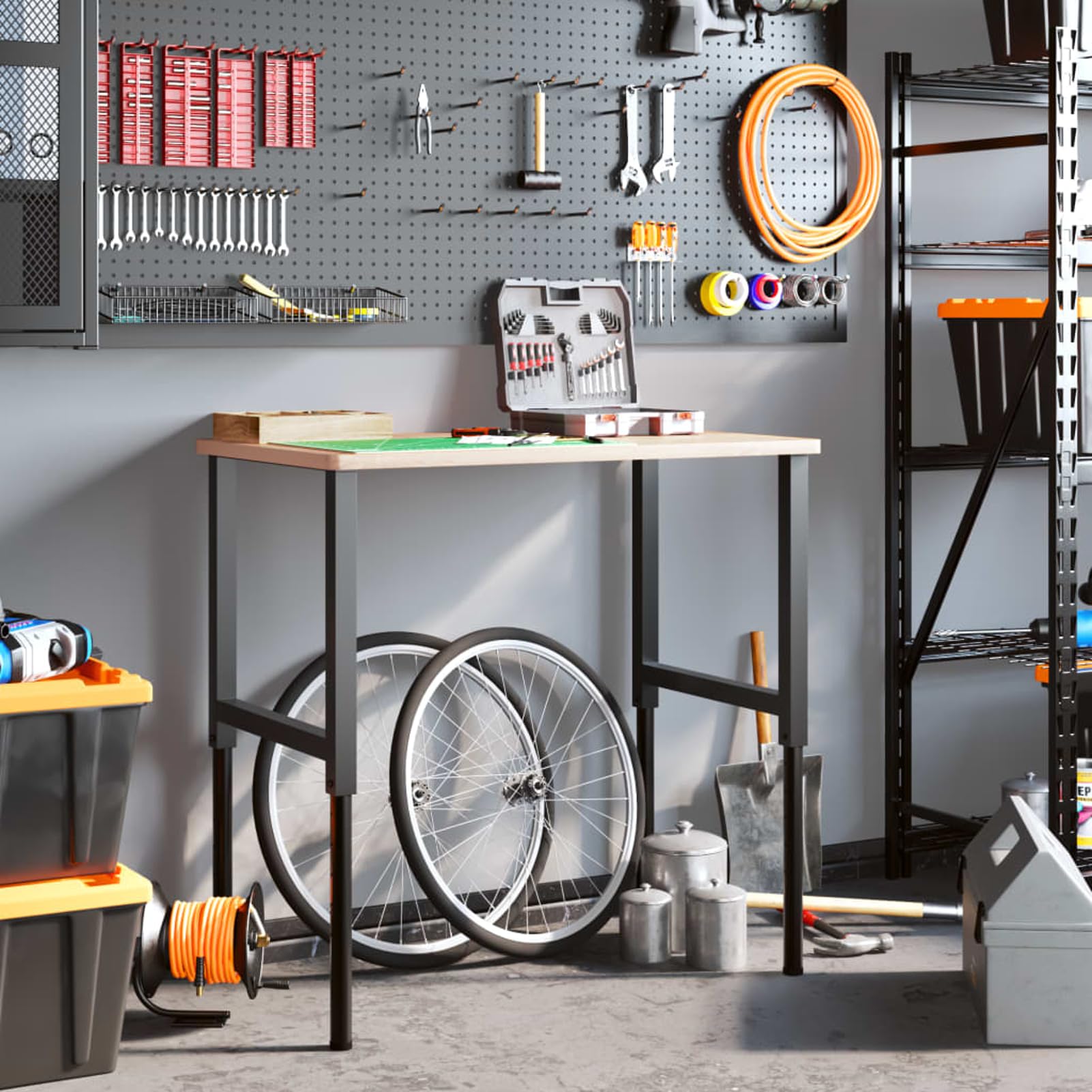 Gecheer Telai per Banco da Lavoro, telai 2 pezzi in metallo nero dimensioni regolabili per officina laboratorio