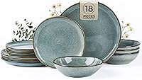 Vista 31 de AmorArc Juego de vajilla de cerámica, juego de platos y cuencos de gres con esmalte reactivo hecho a mano, altamente resistente a las astillas