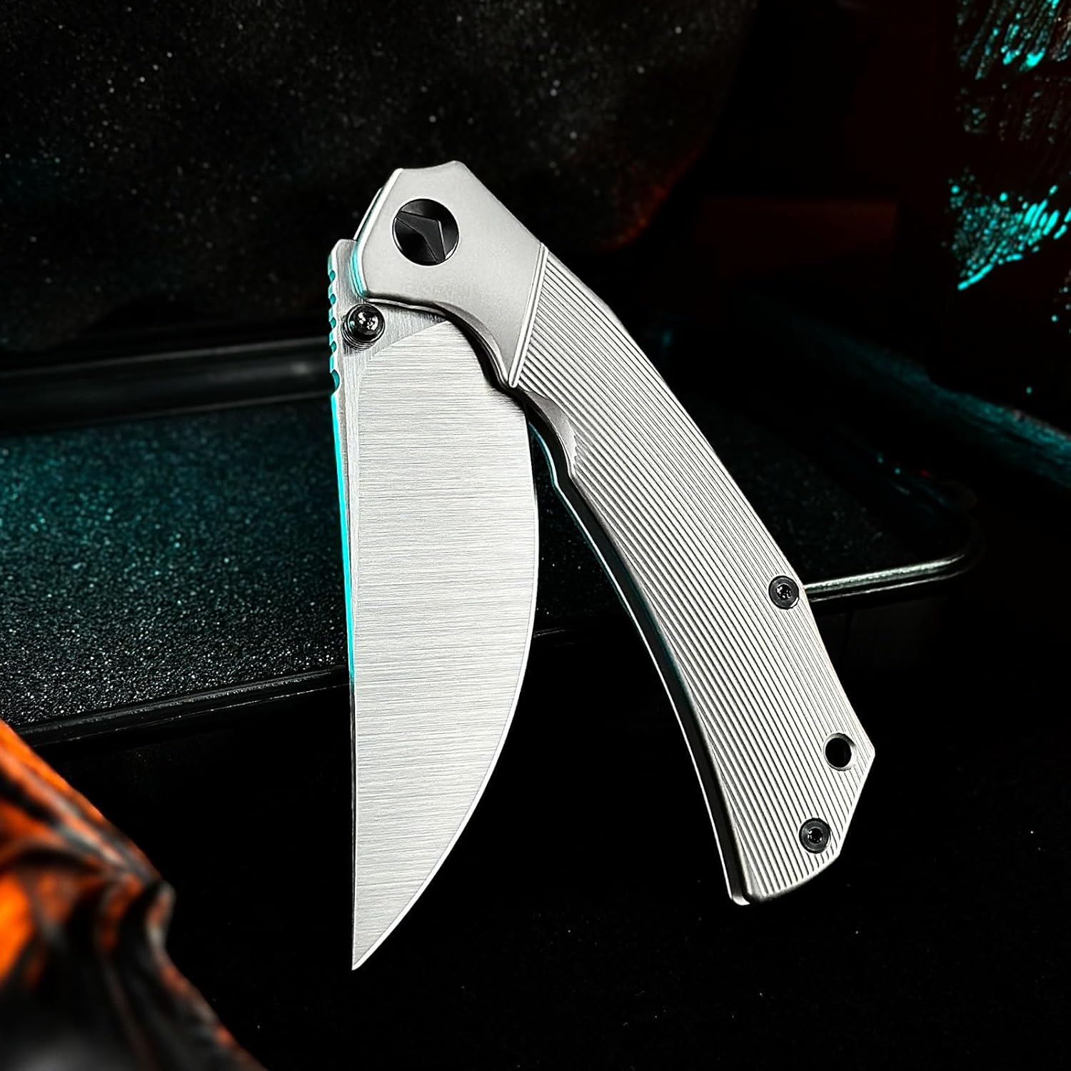 Reaver Titanium Pocket Knife, 3.82'' S90V Blade Titanium Handle Frame Lock Folding Pocket Knives, EDC Knife Gift for Men Women Outdoor Camping, Hiking, Fishing (Bead Blast & Black)