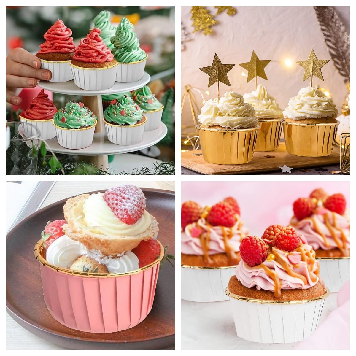 Papierowe foremki do muffinek, 75 sztuk foremek do babeczek i muffinek, wodoodporne i oleoodporne, papierowe foremki do pieczenia z folii aluminiowej do babeczek, urodziny, wesele, impreza