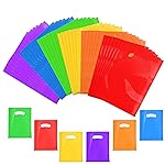VieFantaisie 36 PCS Plastic Party Favor Small Gift Bags, 6x8 Goodie Bags for Kids, Candy Treat Pouches Bulk with Handle for Kids\' Birthday Party, Thanksgiving, Christmas, Halloween, 6 Colors