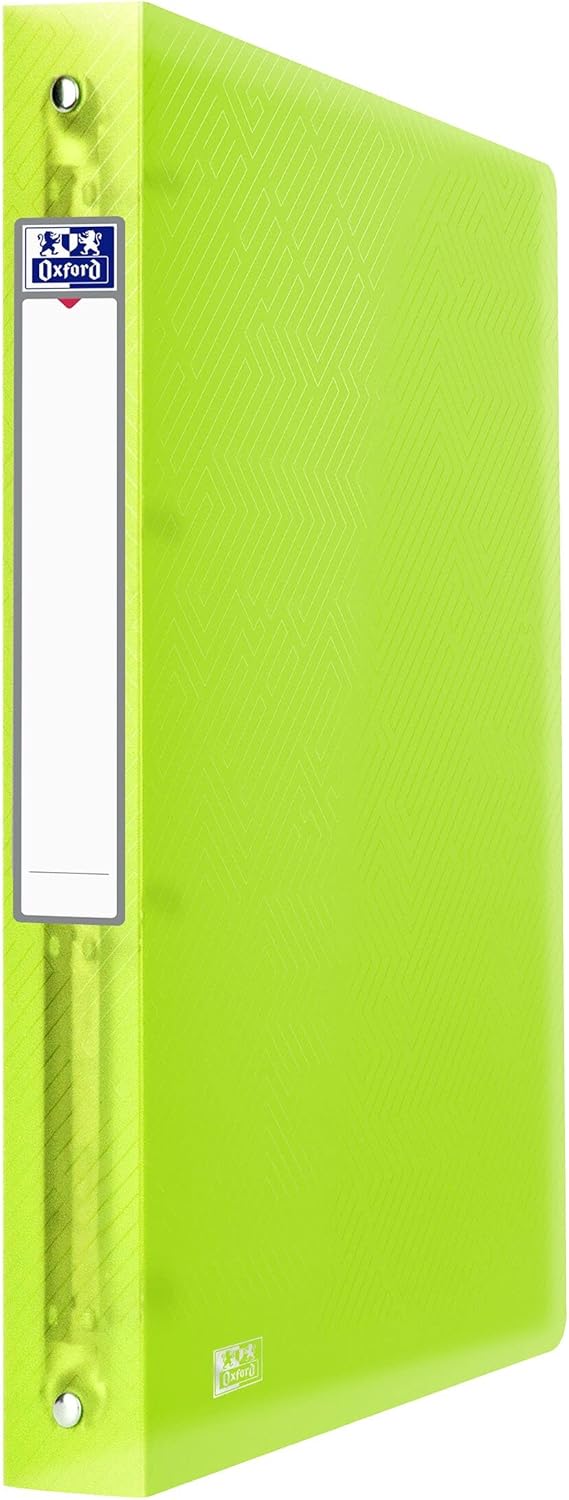 Oxford, 4 Ring Binder A4 Translucent Plastic Cover, Spine 40 mm, Pack of 10, Assorted Colours