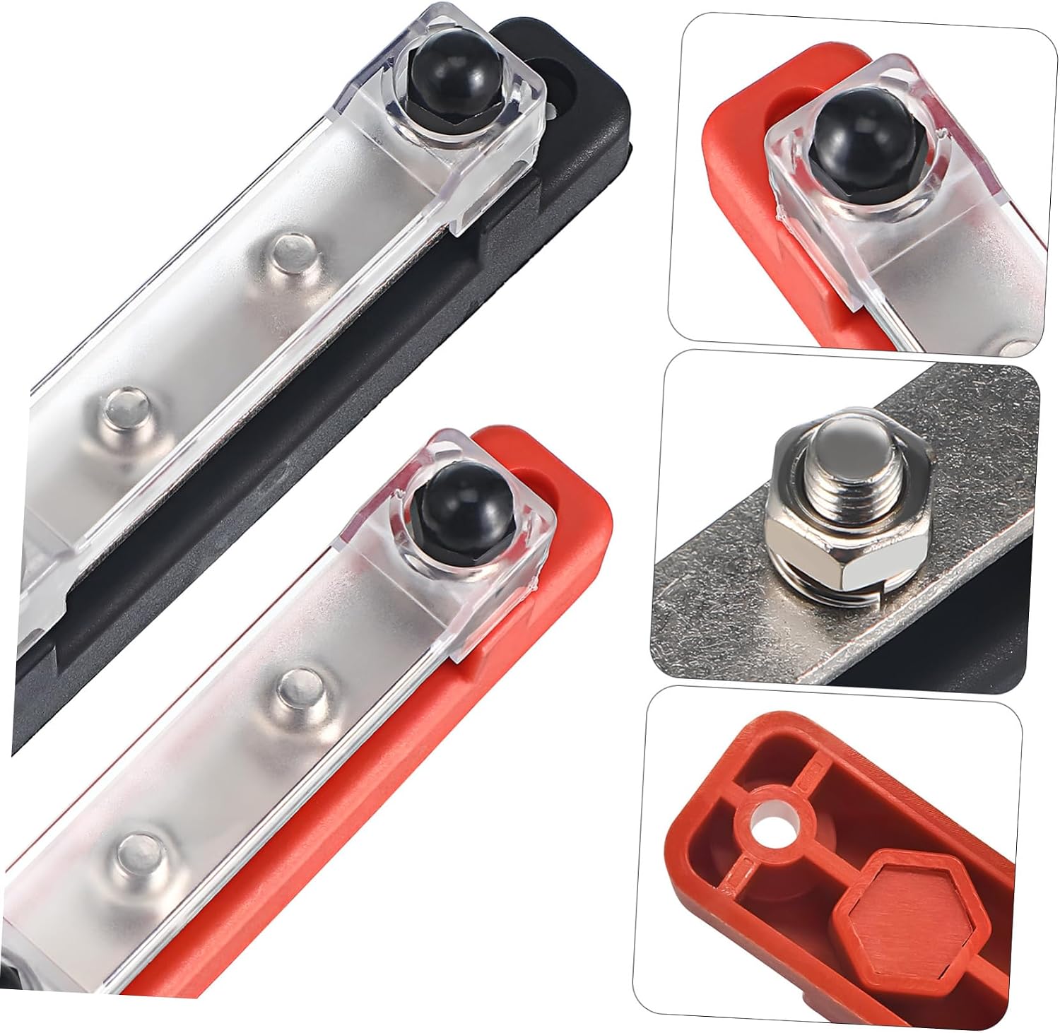 GLEAVI M6 2-Way Battery Bus Bar Power Distribution Terminal Block for Marine and RV Waterproof Connection Cover for 12V Systems