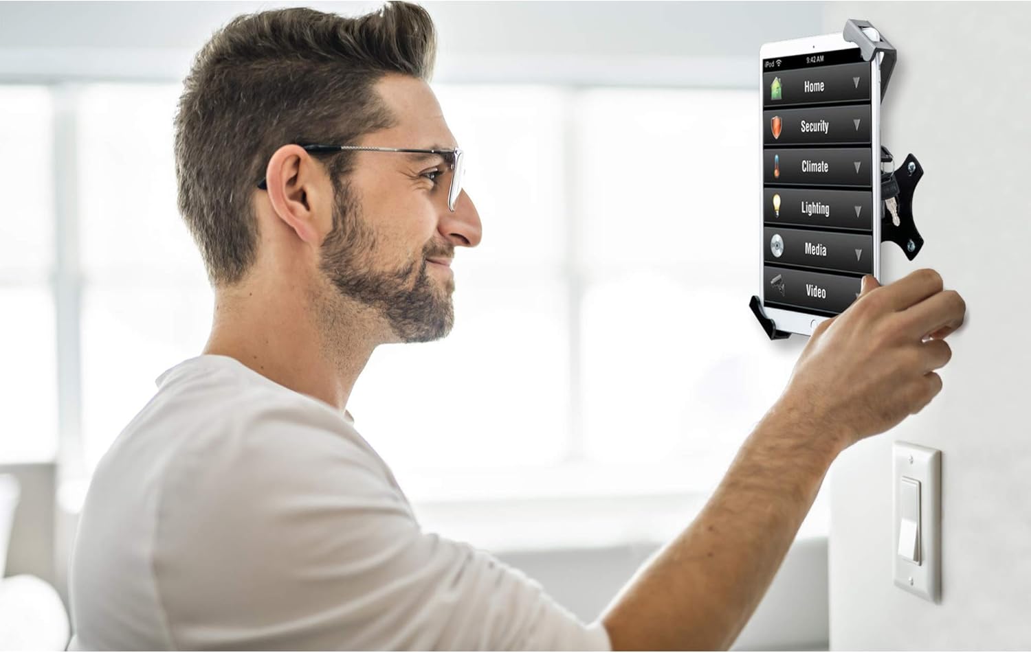 Compact Wall Mount – CTA Security Wall Mount with Lock & Key System for iPad 10th Gen 10.9" - iPad 7th/8th/9th Gen 10.2" - Galaxy Tab S3 - Surface Go 3 & Other 7-14” Tablets - Black (PAD-CSWM)