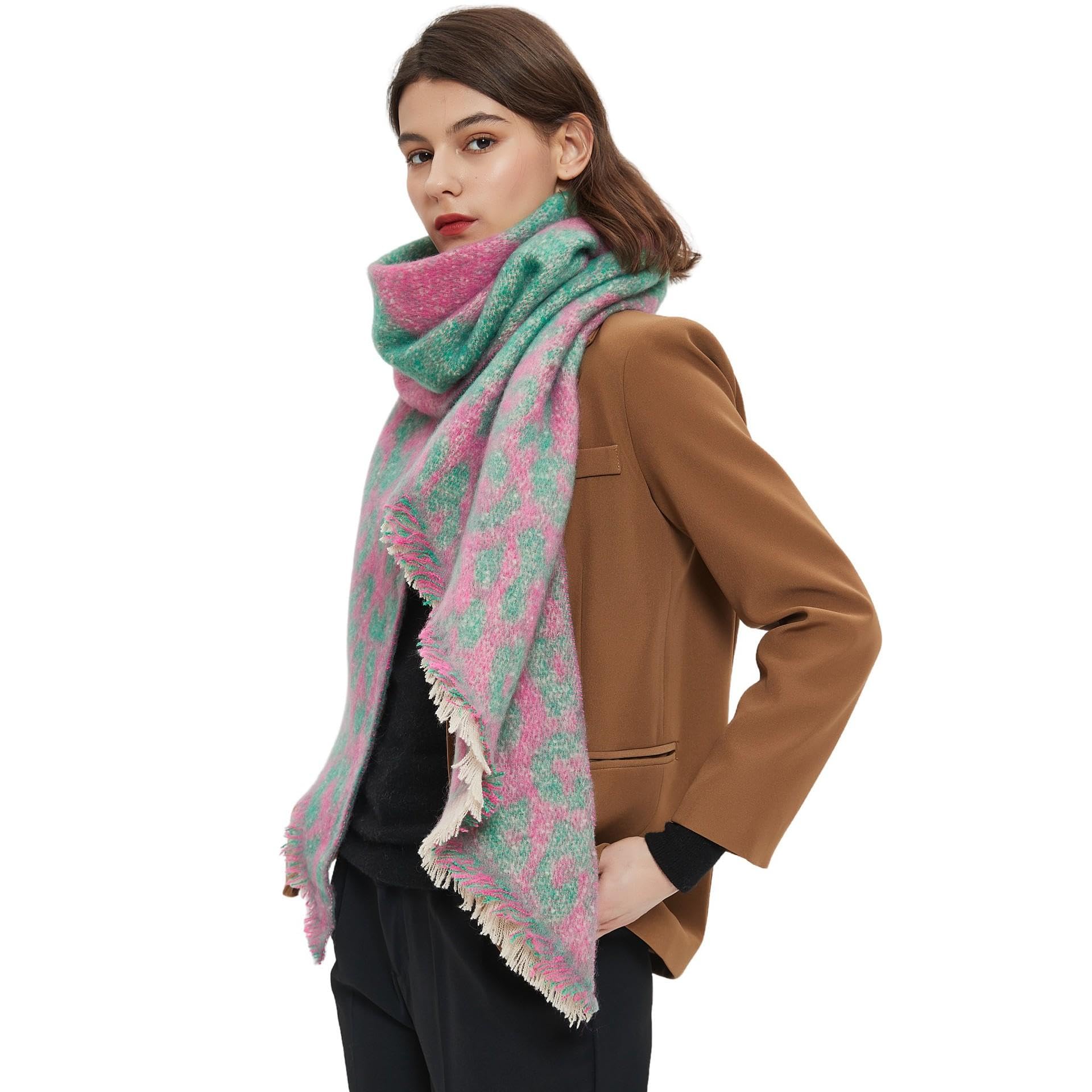 Sciarpa Donna Scialle Uomo Scialle con Sciarpa Smussata con Motivo Leopardato A Scacchi Autunno E Inverno