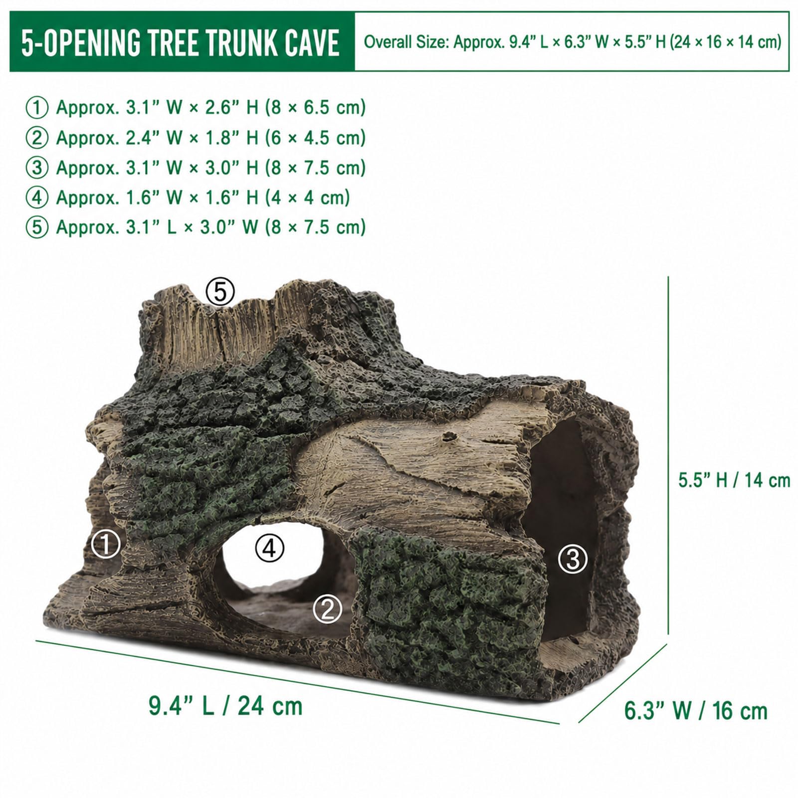 Grotta del tronco degli alberi dell'acquario, decorazione e nascondiglio