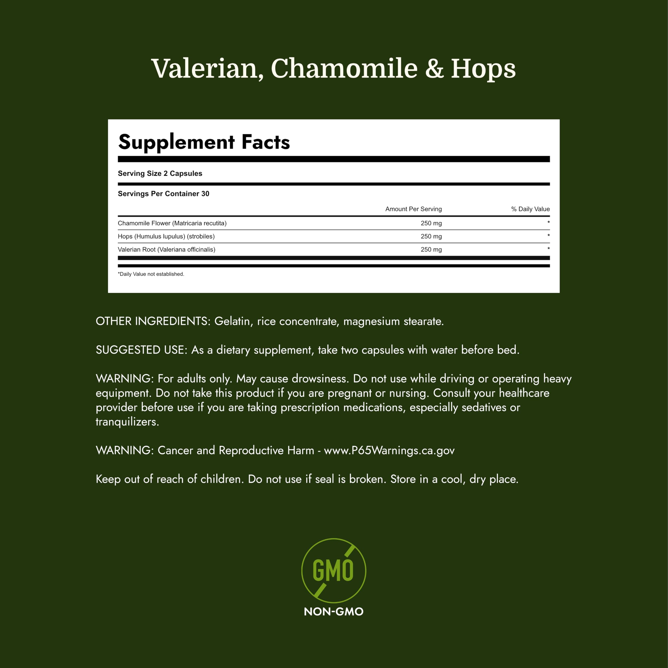 Swanson Valerian Chamomile and Hops Herbal Supplement, 60 Capsules — Amazon image 4