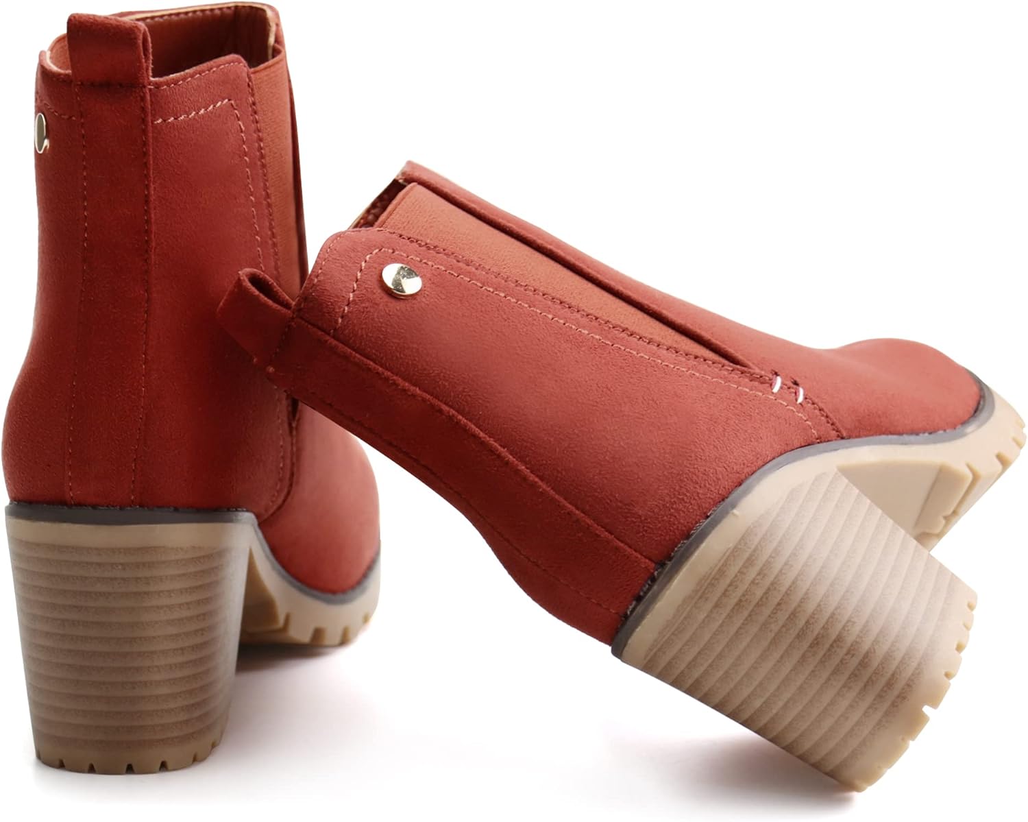 JABASIC Women Casual Ankle Booties Block Heel Slip On Chelsea Boots - Image 5