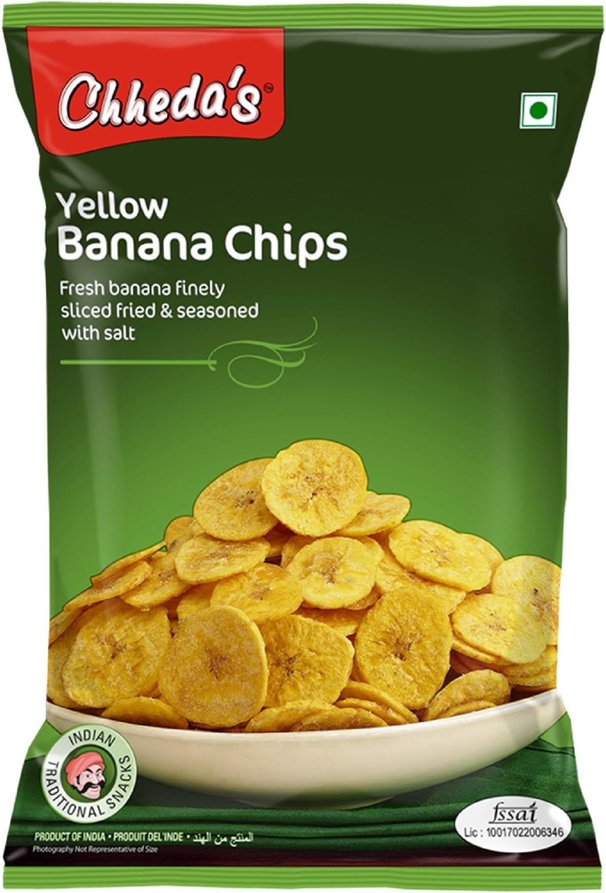 Chheda's - Yellow Banana Chips - Banana Wafers - Crispy Chips - Tasty Yummy Snacks - 350 Gm Pack of 1