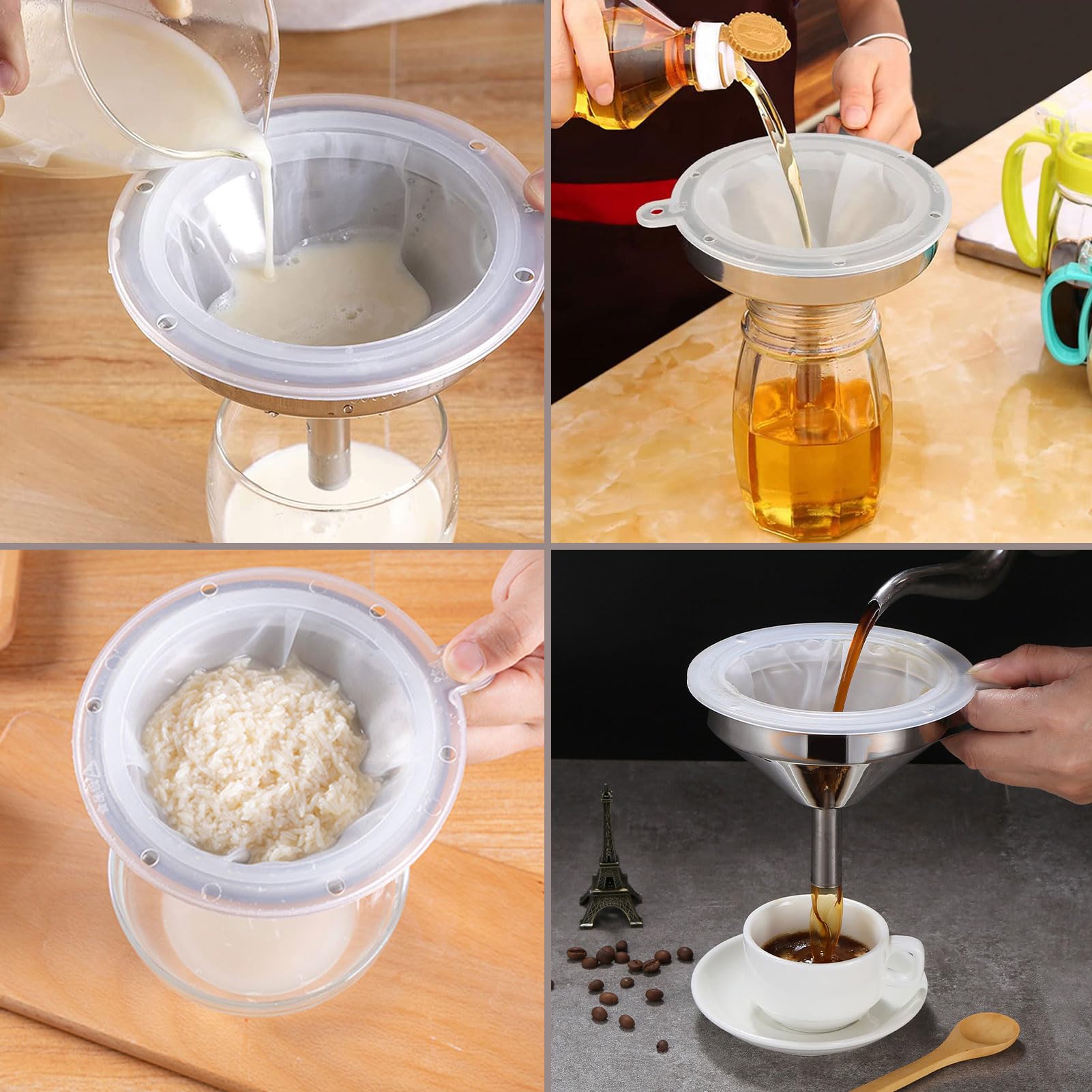 Set 4 Filtri In Nylon Per Cucina - Maglie 200/300/400/450 Per Latte, Vino, Liquori - Foto 2