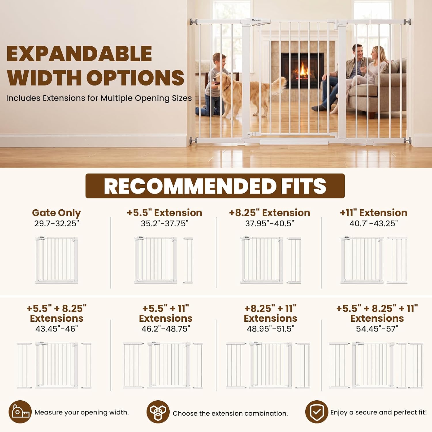 Mumeasy 29.7-57" Extra Wide Baby Gate,Dog Gate Indoor for Doorways & Stairs image 3