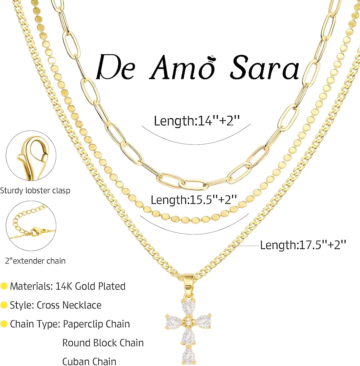 Cross Necklace for Women, Dainty 14K Gold Plated Cross Pendant Simple Long Necklaces for Women, Christian Faith Necklace Trendy Gold Jewelry Gifts for Easter - Image 7