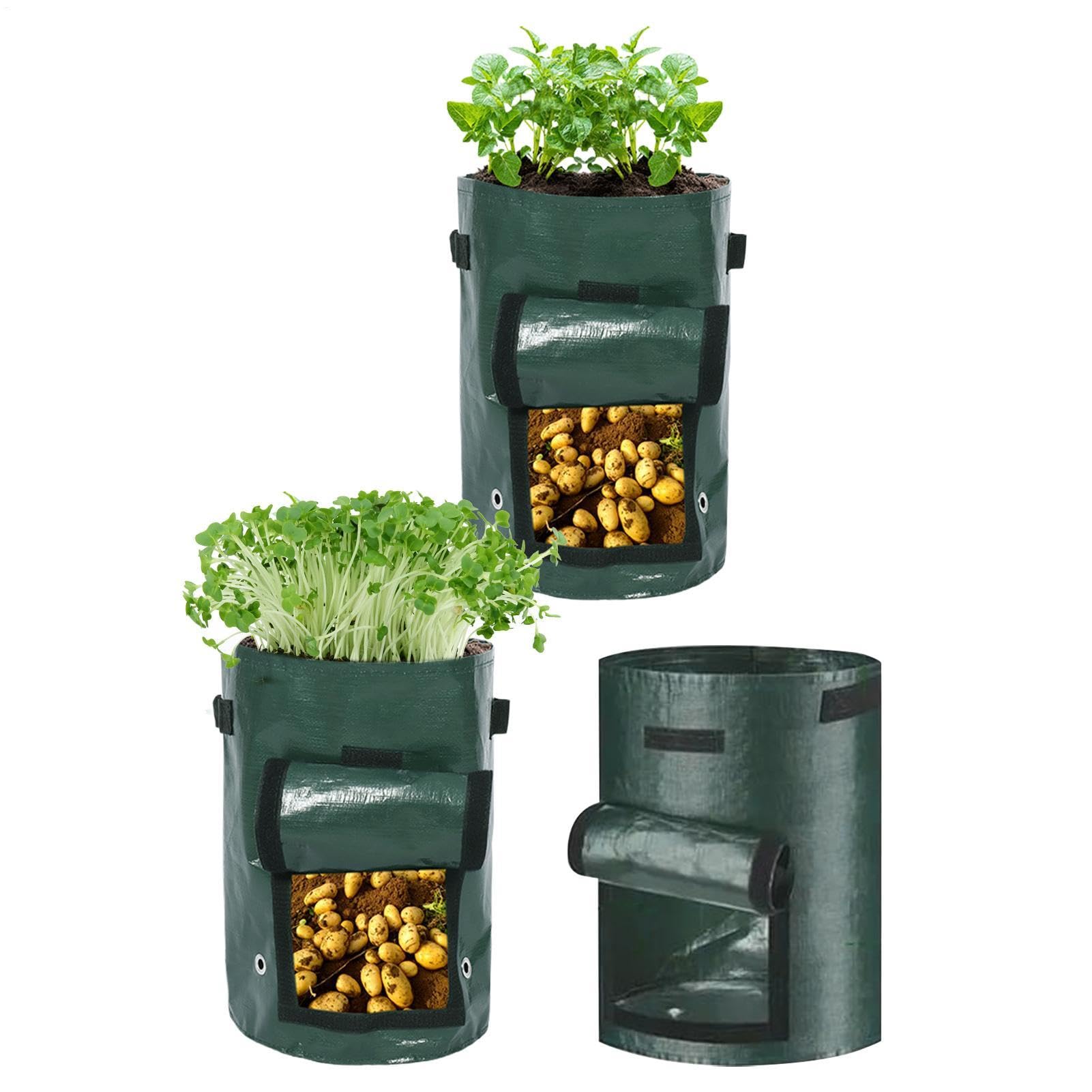 Bolsas de cultivo de tela PE maceta transpirable de 17.7x13.7" contenedor de jardín