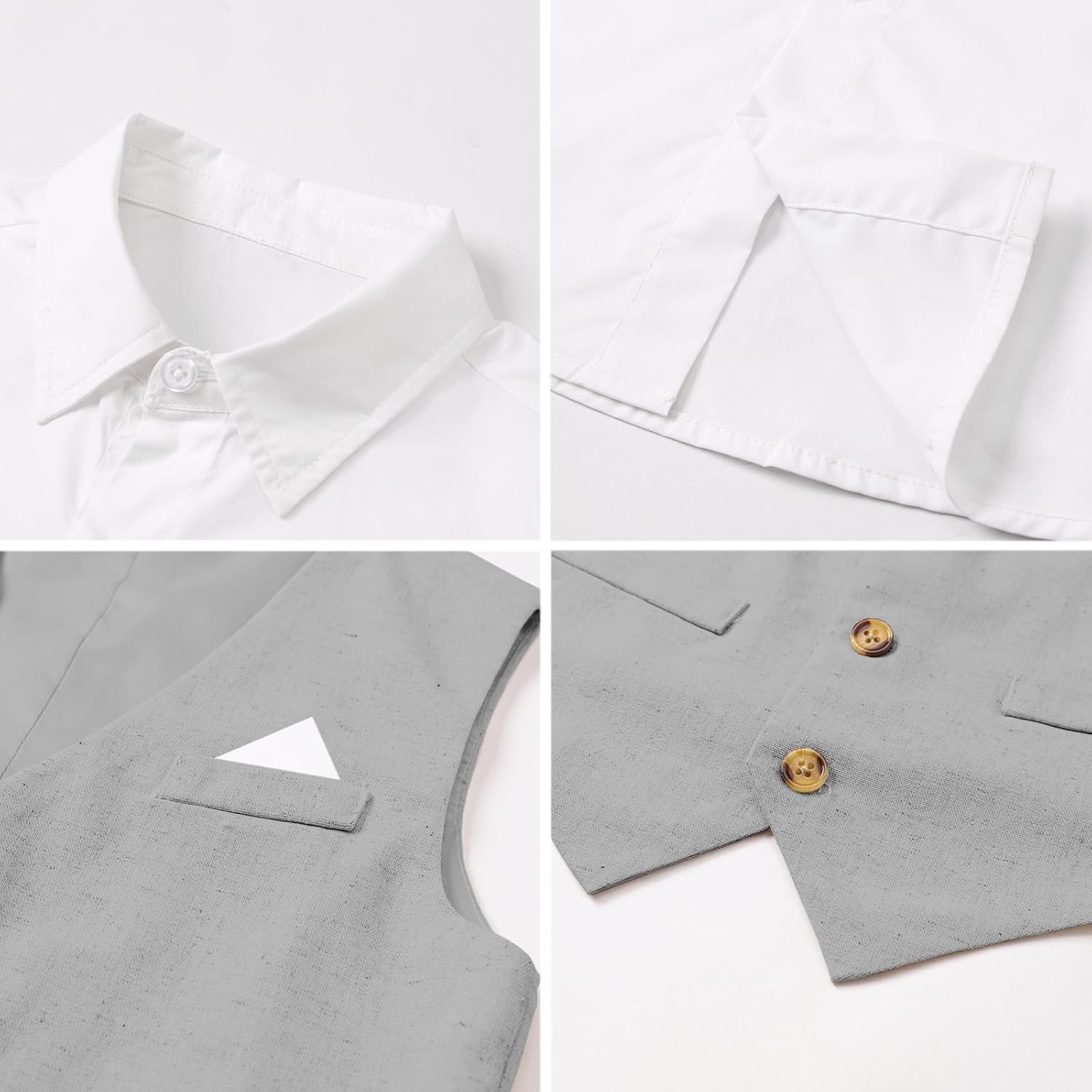SANGTREE Boys Suit Cotton Linen Formal Set Baby Boy Dress Clothes Gentleman Wedding Ring Bearer Outfits, 3 Months - 9 Years