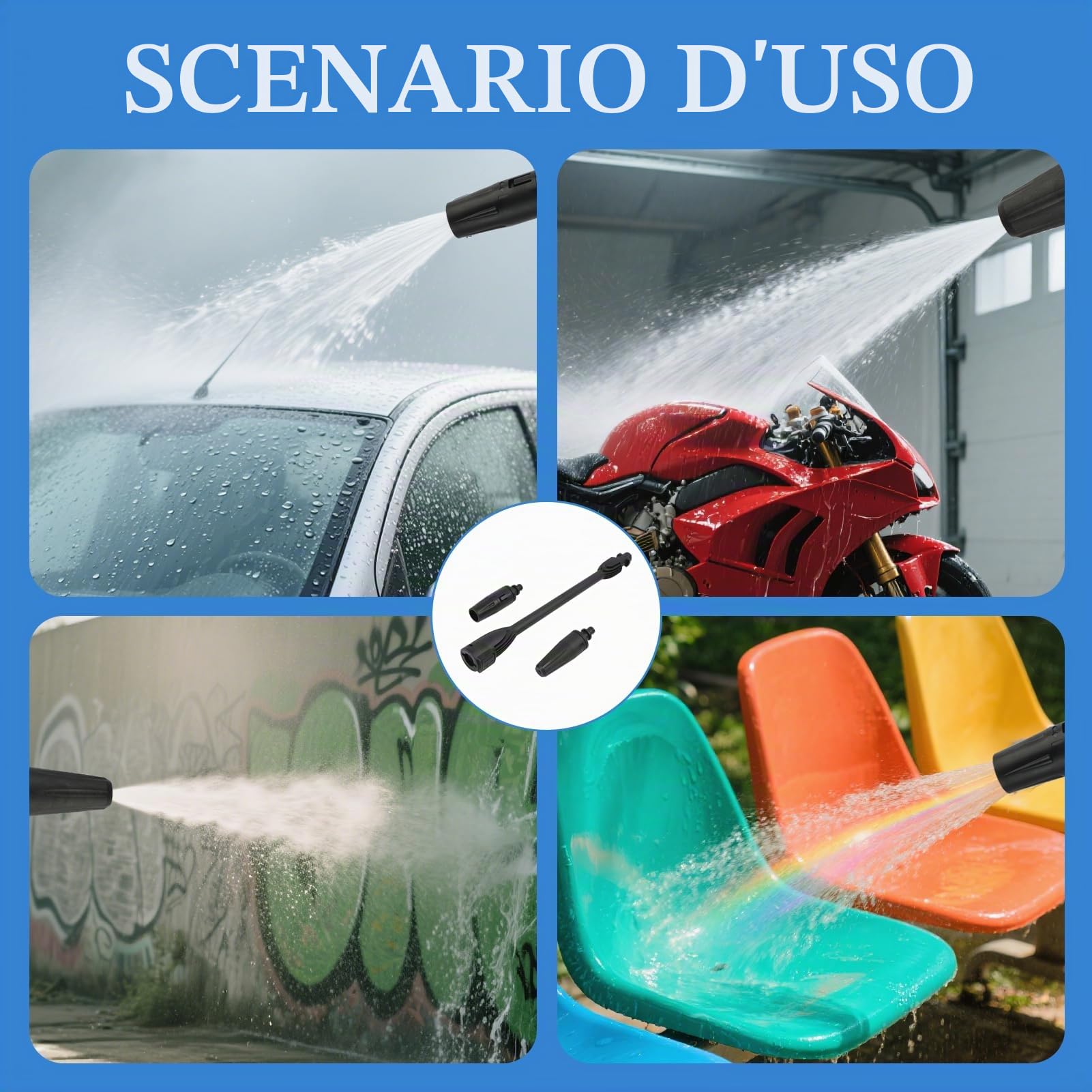 Lancia ad Alta Pressione per Idropulitrici, Compatibile per Modelli K2, K3, K4, K5, K6, K7, Ugello Regolabile in Plastica Due Düsen Intercambiabili per Pulizia Efficace