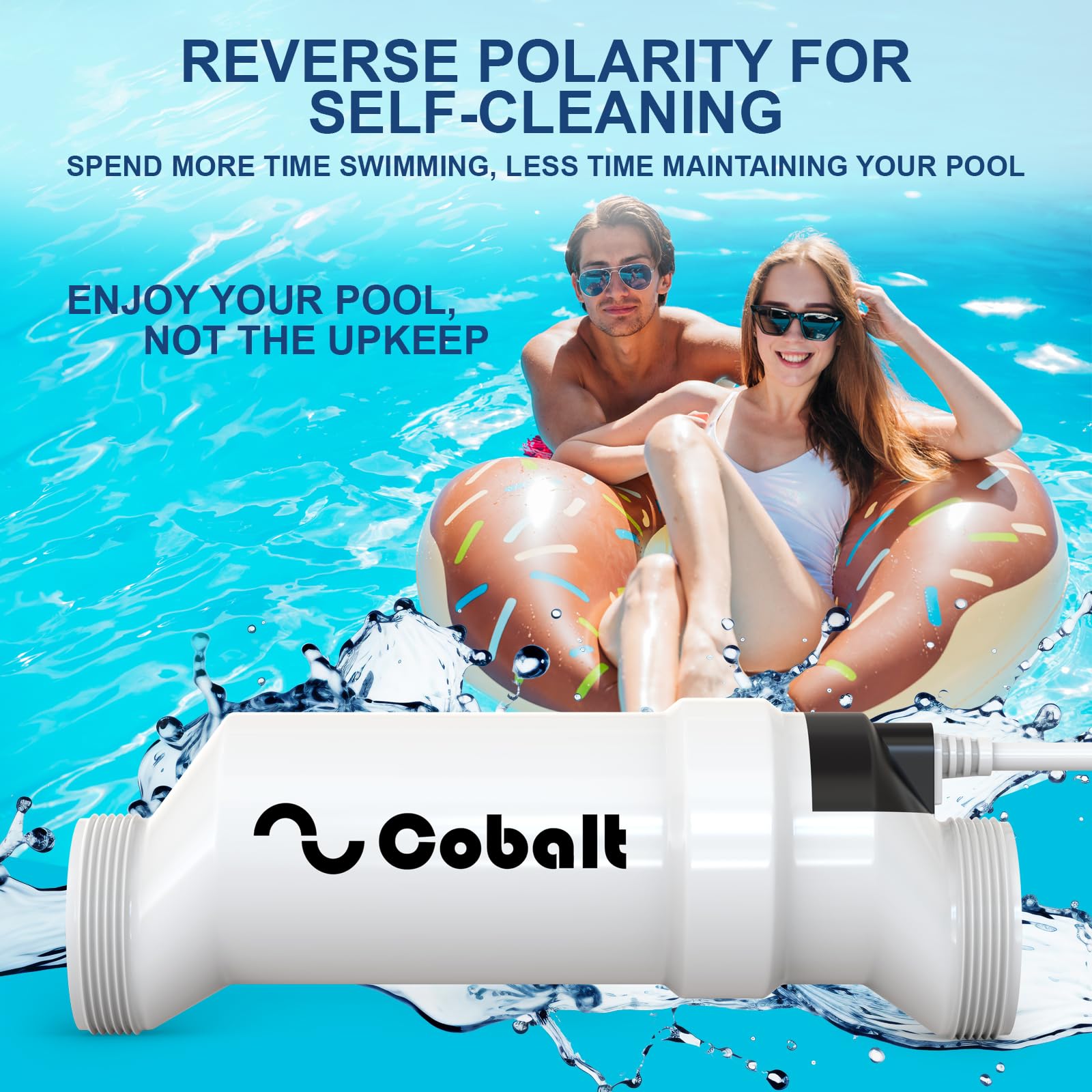 Célula de sal de repuesto para sistemas de piscina T-15, hasta 40,000 galones, compatible con sistemas líderes de agua salada, titanio de 13 cuchillas, soporte de polaridad inversa