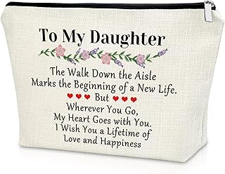 Daughter Wedding Gift from Mom Dad Makeup Bag to My Daughter on Her Wedding Day Cosmetic Bag Bridal Shower Gifts from Mother Engagement Gifts for Bride Bride to Be Gift Bachelorette Gifts for Bride