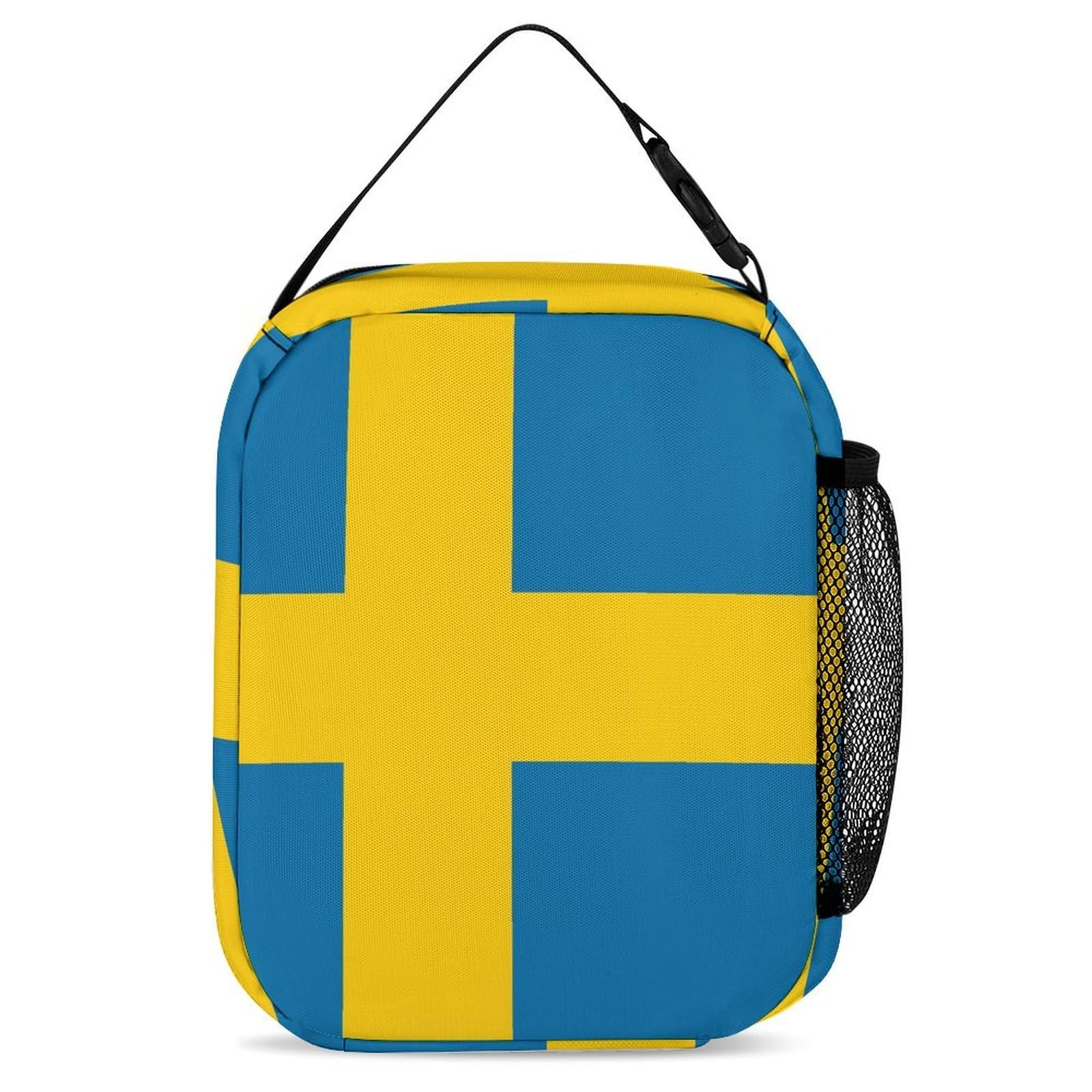Sac à dos léger avec boîte à lunch, trousse de maquillage et rangements (drapeau suédois)