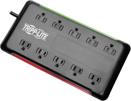 Tripp Lite 10-Outlet Surge Protector Power Strip 6ft Cord 2880 Joules Black $100K Insurance (TLP1006B)