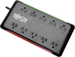 Tripp Lite 10-Outlet Surge Protector Power Strip 6ft Cord 2880 Joules Black $100K Insurance (TLP1006B)