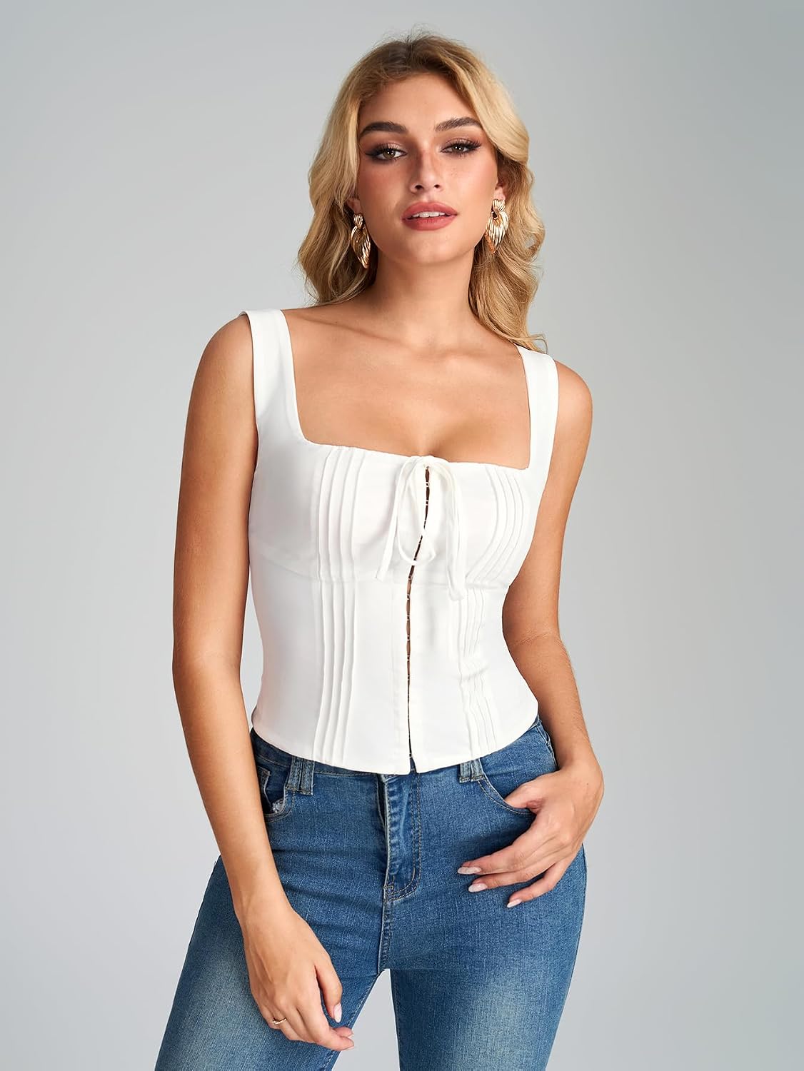 KUTUMAI Floral Corset Top Cute Tie Bustier Y2k Going Out Crop Tops for Women Summer 2026, Lace Up, Hook and Eye