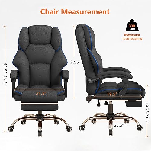 Miniatura 2 de Silla de oficina con respaldo alto, silla de escritorio ejecutiva, silla de juegos para computadora con reposapiés, sillas de trabajo giratorias de