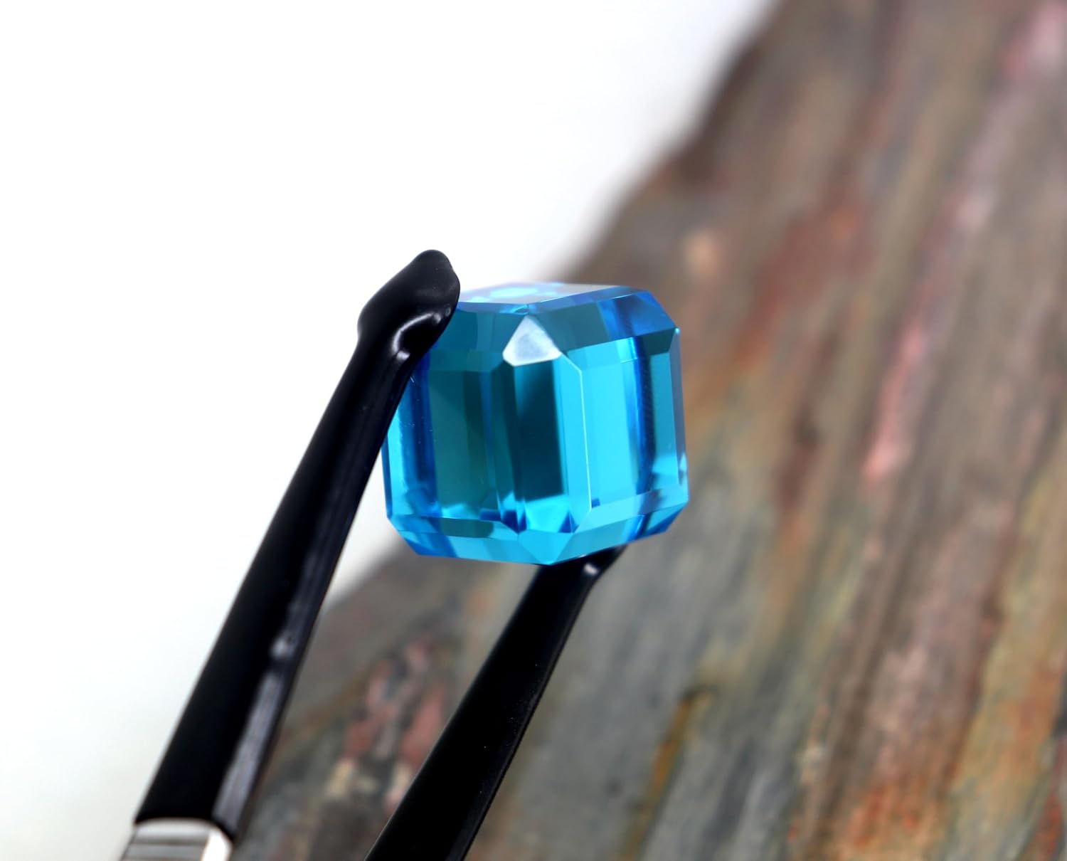 100CT Aquamarine Blue Loose Gemstone Cube Cut Faceted Stone