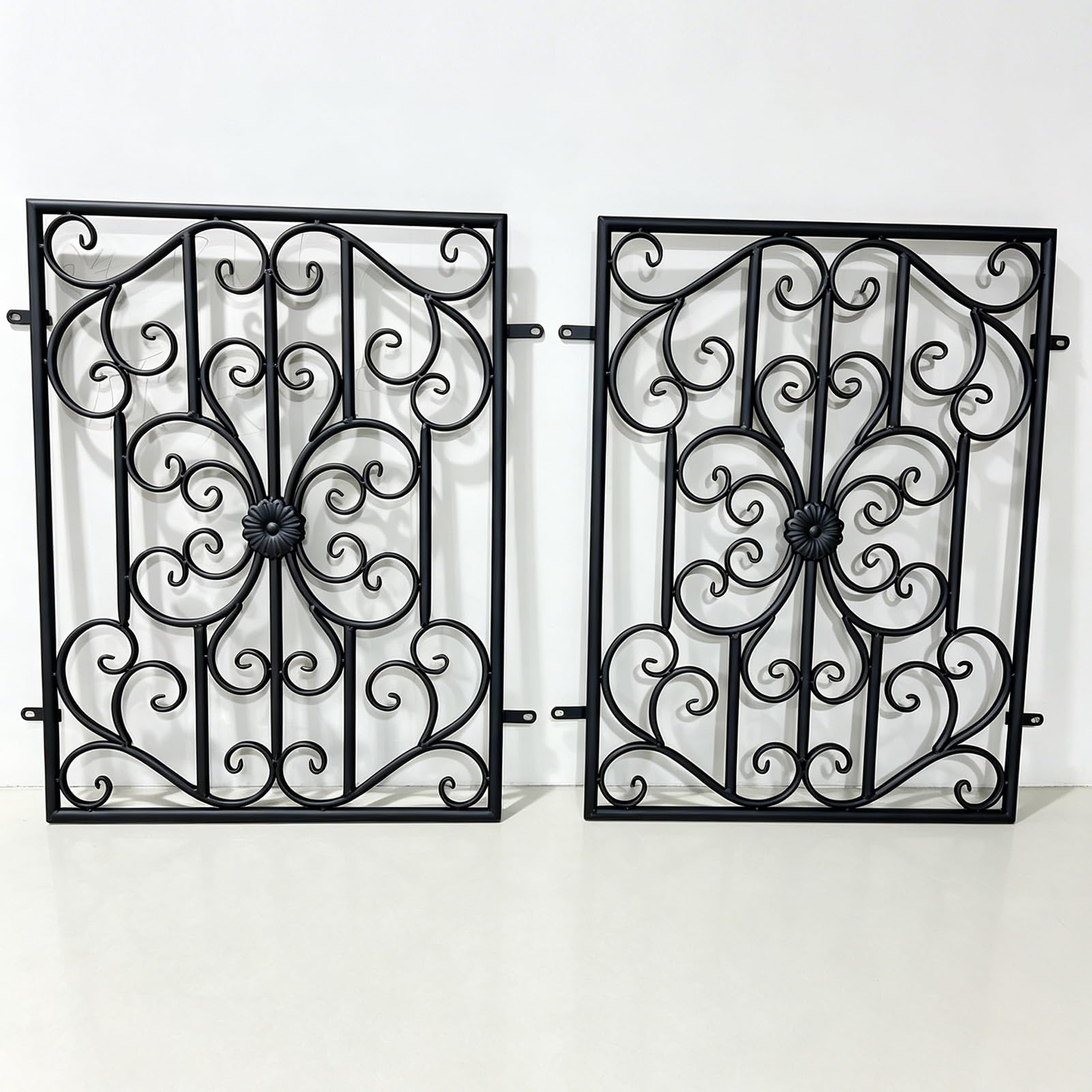 Reja Ventana Reja de Seguridad Grande de Hierro con Diseño Floral para Ventanas, Reja de Seguridad Vintage Resistente Ventanas, Barras Seguridad Integradas Antirrobo(W40xH40cm/16x16in)