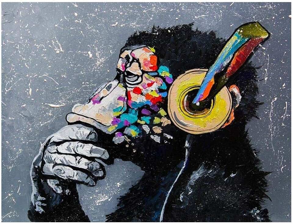 Обезьяна в наушниках картина мем