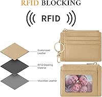 Vista 149 de Sodsay Estuche para tarjetas, cartera delgada con bolsillo frontal, para mujer, sujetatarjetas con llavero negro