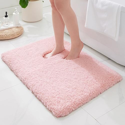 Miniatura 23 de ILANGO Alfombra de baño rosa de 48 x 24 pulgadas, antideslizante y súper absorbente, extra gruesa, suave, lavable para el suelo, alfombra de baño